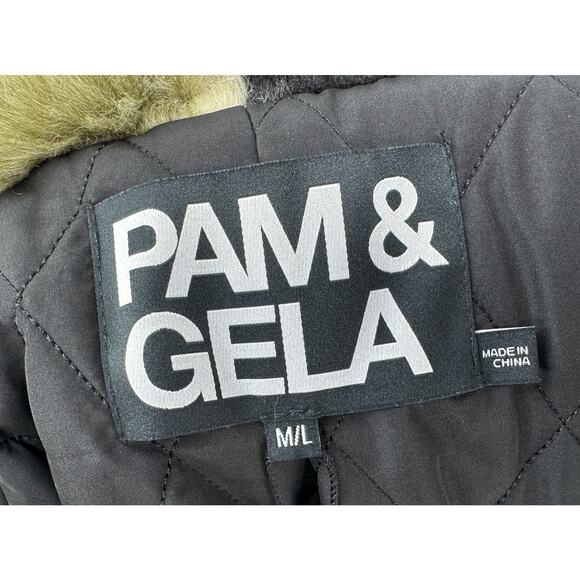 Pam & Gela Camo‎ Faux Fur Coat M/L $595 - Picture 4 of 16
